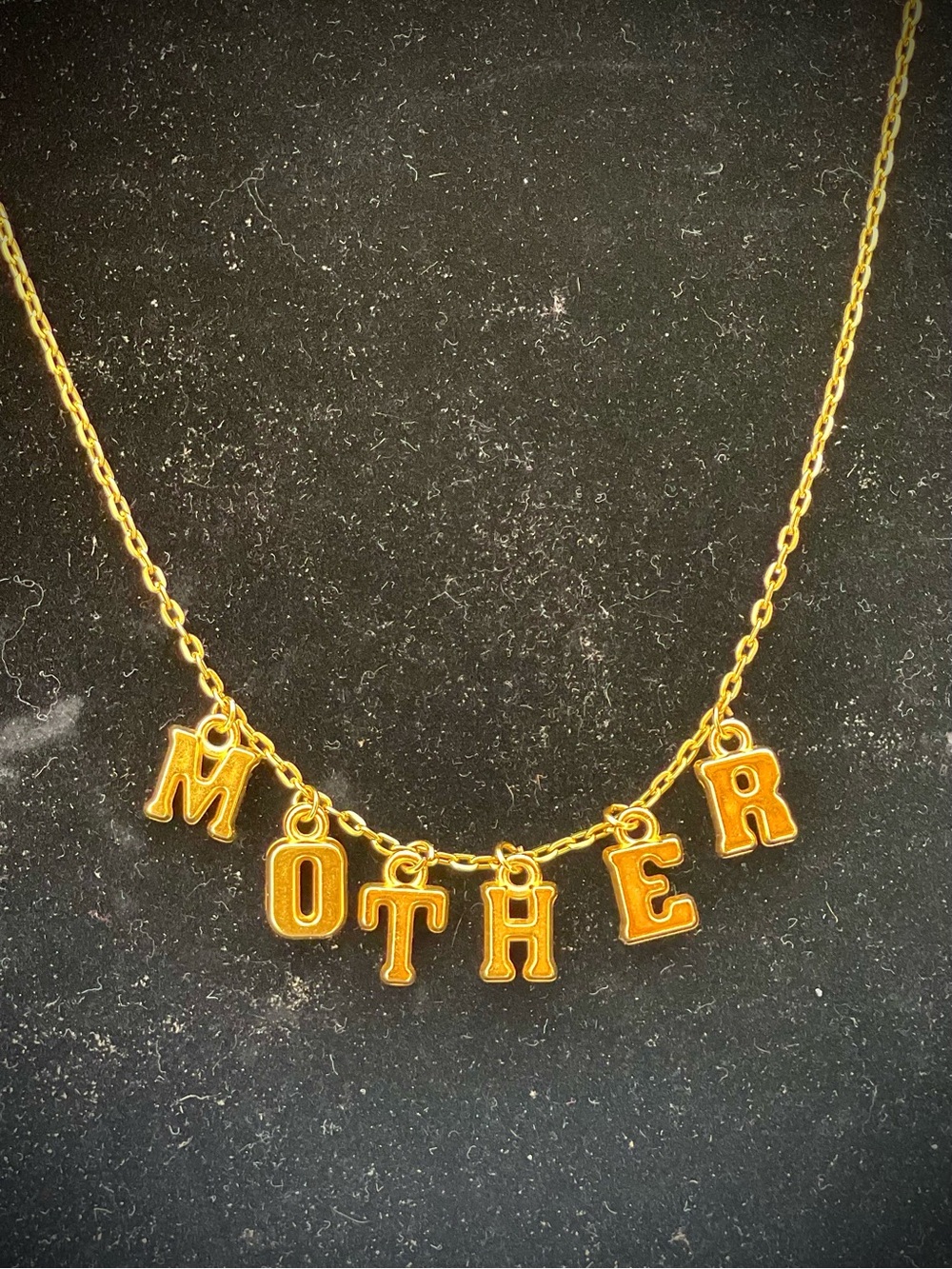 Fashion Jewelry Gold Letter Charm Necklace - MOTHER